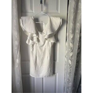 New NWT Cousin Couture Ruffled Shoulder babydoll Mini Dress size S back zipper